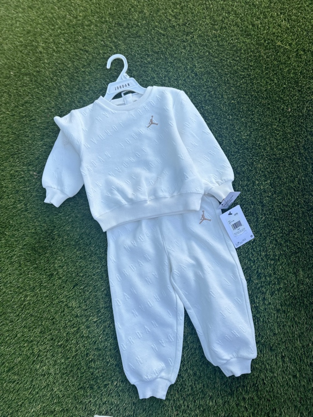 Jordan White Baby Sweatshirt and Joggers Set with Rose Gold Jumpman